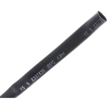 RS Pro 熱収縮チューブ， 収縮前 4.8mm， 収縮後 2.4mm， スリーブ長さ 9m ポリオレフィン， 黒 RS PRO