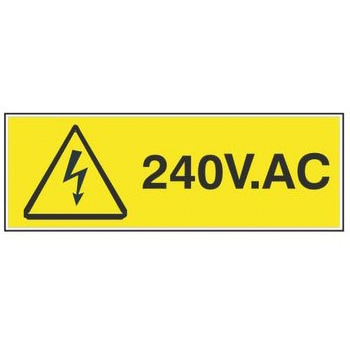 RS Pro 危険警告ラベル 240V AC 英語 粘着シール ビニール 黒/黄 60 x 20mm RS PRO
