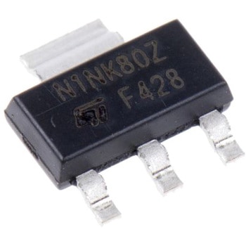 STMicroelectronics Nチャンネル パワーMOSFET， 800 V， 250 mA， 3+Tab ピン パッケージSOT-223 - STMicro