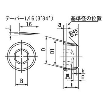 GM3/8 六角穴付テーパねじプラグ 沈み (S45C/黒色酸化皮膜) 1パック(4