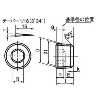 六角穴付テーパねじプラグ 浮き (S45C/黒染め)(小箱) 日産ネジ