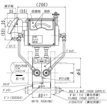 1接点付流量計(差圧式) 海水用(比重1.03) 電気接点(1点) 東京流機工業