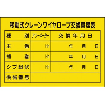 327-40A 移動式クレーンワイヤロープ交換管理表 ユニット 縦80mm横