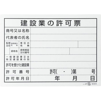 302-031A 法令許可票 ユニット 取付方式:穴4スミ 縦250mm横350mm厚さ