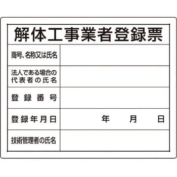 法令許可票(解体工事業者登録票) ユニット
