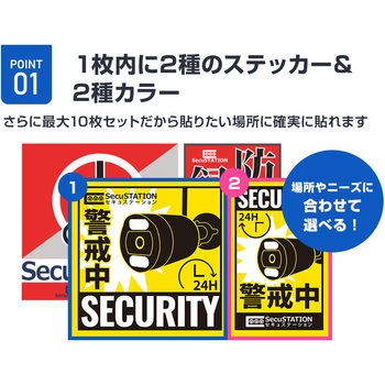 SecuSTATION 防犯ステッカー小サイズ10枚セット SecuSTATION