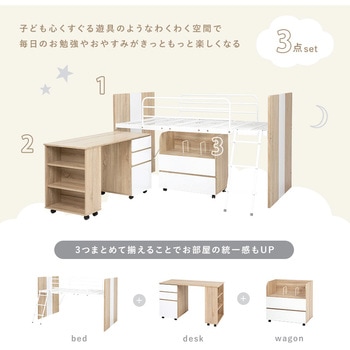 システムベッド [ ロフトベッド & デスク & ラック 3点セット ] 萩原