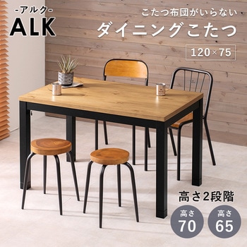 布団レス&高さ2段階調節 ダイニングこたつ 120×75cm 萩原