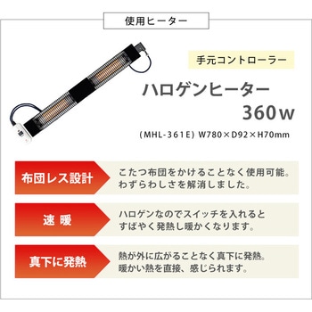 布団レス ダイニングこたつ 120×70cm 萩原