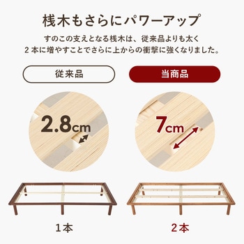頑丈ヘッドレス すのこベッド シングル 敷布団対応 高さ調節3段階 【 2台並べて使える 】 萩原