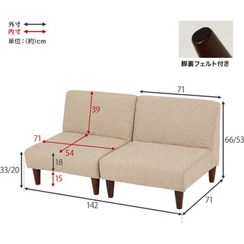 ユニットソファ 2点SET (1Pソファ2個) 連結できる 萩原