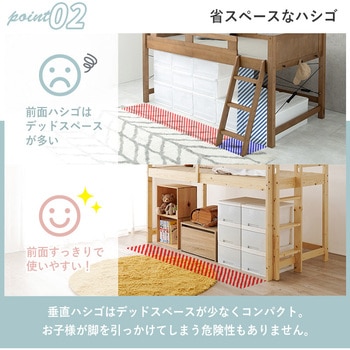 垂直はしご ロフトベッド ロータイプ 耐荷重250kg 萩原