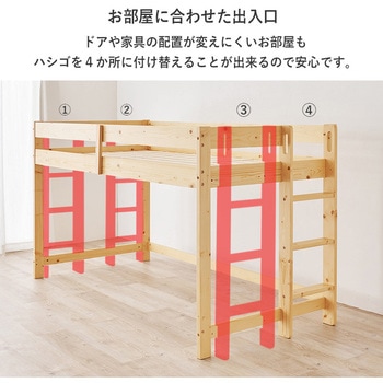 垂直はしご ロフトベッド ロータイプ 耐荷重250kg 萩原