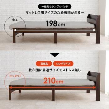 <約3分で組立完了> 工具不要 ネジ無し 頑丈ベッド ネジレス 宮棚つきタイプ 敷布団対応 耐荷重350kg コンセント付き 萩原