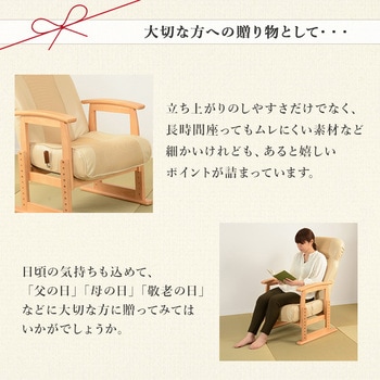 昇降式 高座椅子 座椅子 リクライニング 高さ調整 肘付き 木製 萩原