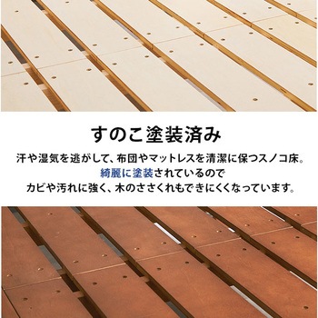 <約3分で組立完了>工具不要&ネジ無し頑丈ベッド ミドル脚 高さ調節可能 耐荷重400kg 頑丈 コンセント付き 宮棚付き 萩原