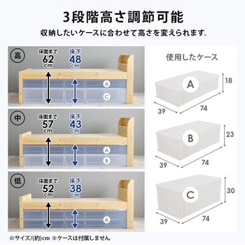<約3分で組立完了>工具不要&ネジ無し頑丈ベッド ミドル脚 高さ調節可能 耐荷重400kg 頑丈 コンセント付き 宮棚付き 萩原