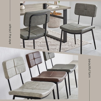 チェア ステッチ入り ビンテージ風 2脚セット - 萩原