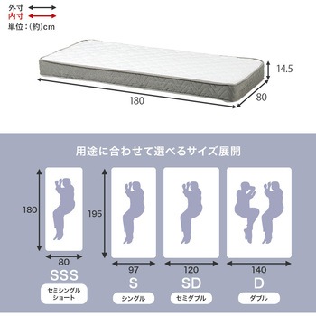ボンネルコイル マットレス単品 SSS/S/SD/D 萩原