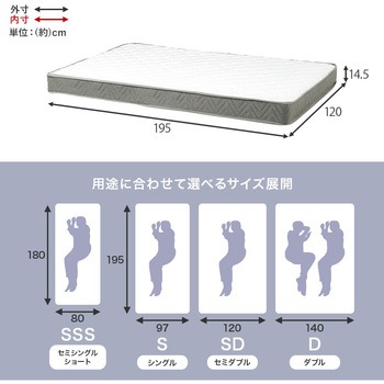 ボンネルコイル マットレス単品 SSS/S/SD/D 萩原