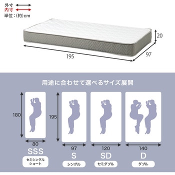 ポケットコイル マットレス単品 SSS/S/SD/D 萩原
