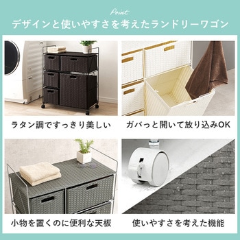 ランドリーチェスト 幅40/65cm ワゴン 洗面台収納 萩原