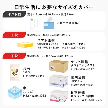 宅配BOX 配達ボックス プッシュキー 2段 上段19L/下段39L ポスト 鍵付き アンカーボルト付属 萩原
