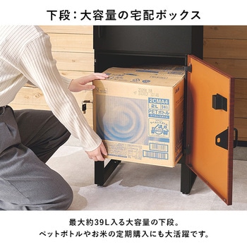 宅配BOX 配達ボックス プッシュキー 2段 上段19L/下段39L ポスト 鍵付き アンカーボルト付属 萩原