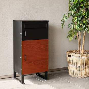 宅配BOX 配達ボックス プッシュキー 2段 上段19L/下段39L ポスト 鍵付き アンカーボルト付属 萩原