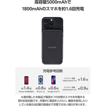 マグネット式モバイルバッテリー 【Qi2ワイヤレス充電/USB充電 両対応】 5000mAh 最大15W エレコム