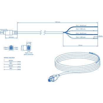 POWER CABLE WITH 4-WAY OPEN WIRE テルトニカ・ネットワークス