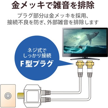 2分配器 スプリッタ 【2K/4K/8K対応】ケーブル付 50cm 全端子通電型 DXアンテナ