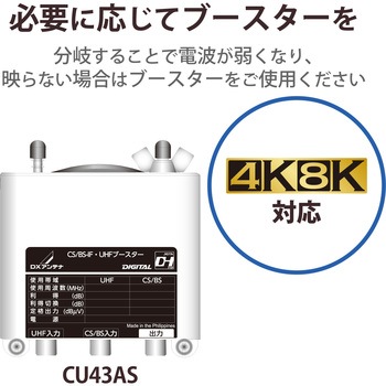 2分配器 スプリッタ 【2K/4K/8K対応】ケーブル付 50cm 全端子通電型 DXアンテナ