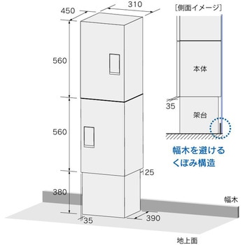 宅配ボックス ルスポ シェア(RUSUPO SHARE) KDTシリーズ 左・右開き 架台設置タイプ 河村電器産業