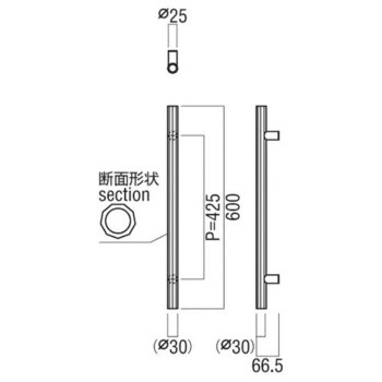 【オーダー】ドアハンドル ストレートタイプ G10502 UNION(ユニオン)