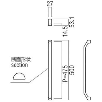 G1050-25-111 ドアハンドル ストレートタイプ G1050 1組 UNION