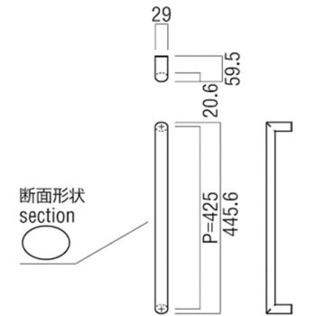 G1159-01-158-L445 ドアハンドル 楕円 G1159 1組 UNION(ユニオン