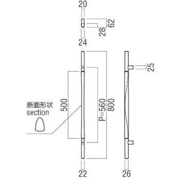 【オーダー】ドアハンドル ストレートタイプ G1189 UNION(ユニオン)