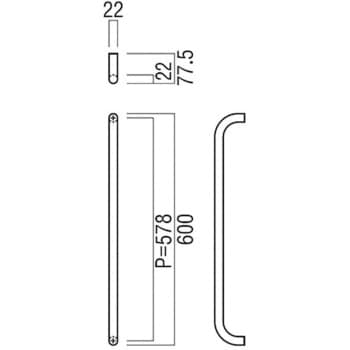 G1277-15-200 ドアハンドル 丸型 ストレートタイプ G1277 1組 UNION