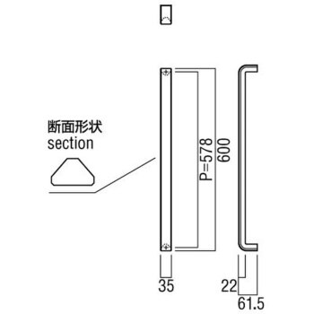 G2710-10-090 ドアハンドル ストレートタイプ G2710 1組 UNION