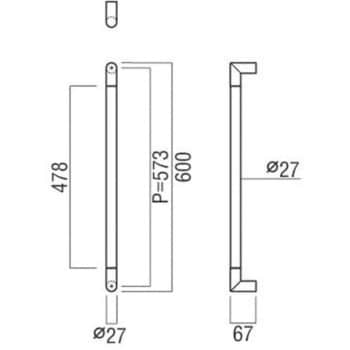 G2750-11-708-L600 ドアハンドル 丸型 ストレートタイプ ユニウッド