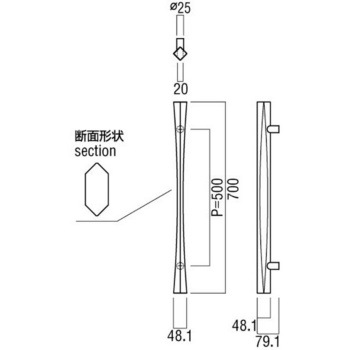【オーダー】ドアハンドル ストレートタイプ ユニウッド(積層強化木) G2759 UNION(ユニオン)