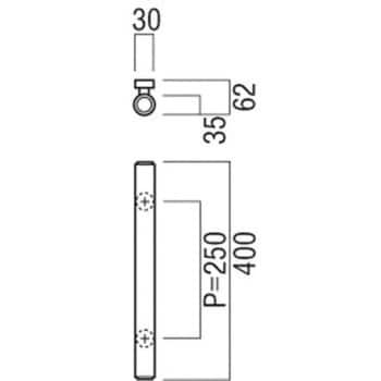 G540-26-038-L400 ドアハンドル 丸型 ストレートタイプ G540 1組 UNION