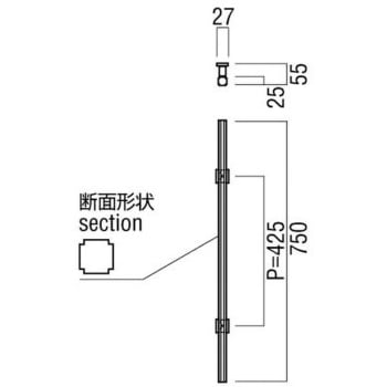 【オーダー】ドアハンドル 角型 ストレートタイプ G690 UNION(ユニオン)