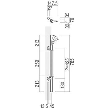 【オーダー】ドアハンドル ギボシ真鍮鋳物 振り出しタイプ T1024 UNION(ユニオン)