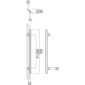 T1130-01-061 ドアハンドル 角型 振り出しタイプ T1130 1組 UNION