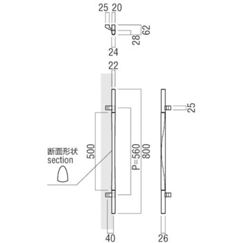 【オーダー】ドアハンドル T1189 UNION(ユニオン)
