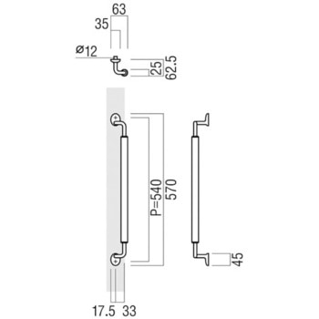 【オーダー】ドアハンドル 丸型 振り出しタイプ T1191 UNION(ユニオン)
