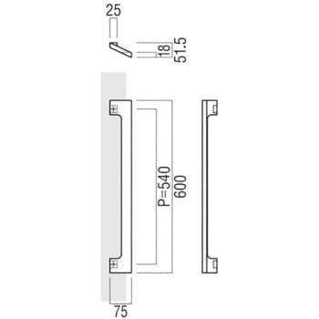 【オーダー】ドアハンドル 角型 振り出しタイプ T1224 - UNION(ユニオン)