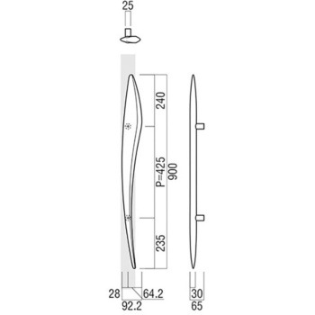 【オーダー】ドアハンドル アルミ鋳物 T1243 UNION(ユニオン)